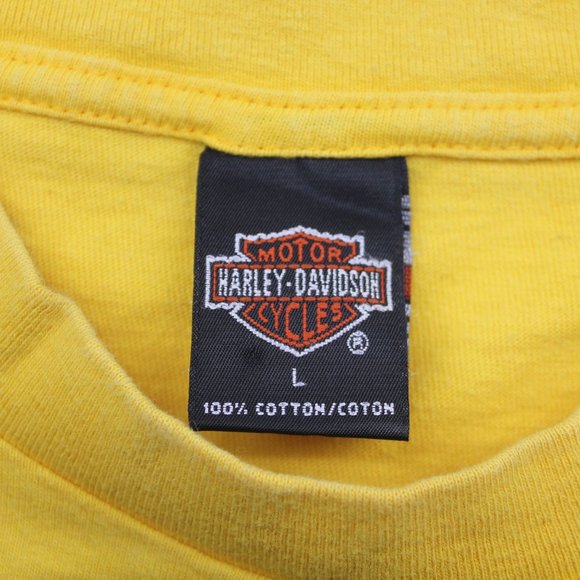 Harley Davidson Vintage 1999 Yellow Short Sleeve Moto Street Style T Shirt Top L - Picture 4 of 6